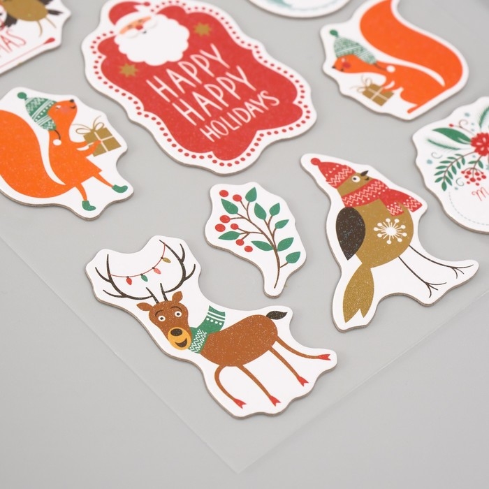 Наклейки для творчества Наклейки для творчества "Новогодние друзья" набор 2 листа 22х12,5 см