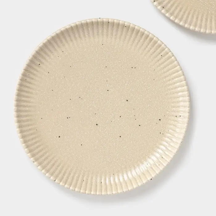 Тарелки Доляна &laquo;Коралл&raquo;, d=25.9 см, набор 2 шт., фарфор, бежевые