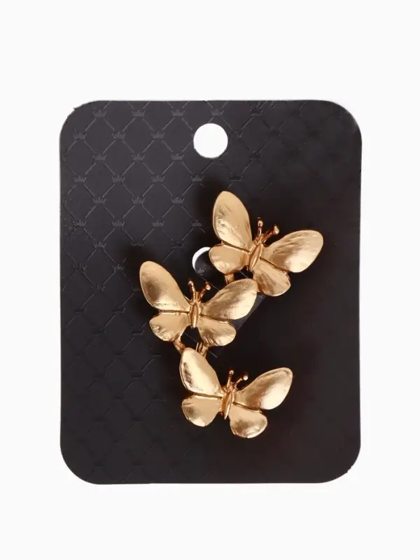 Брошь &laquo;Бабочки&raquo;, трио, цвет матовое золото