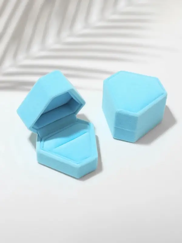 Футляр под серьги, кольцо &laquo;Кристалл&raquo;, бархатный, 6.5&times;6 см, голубой