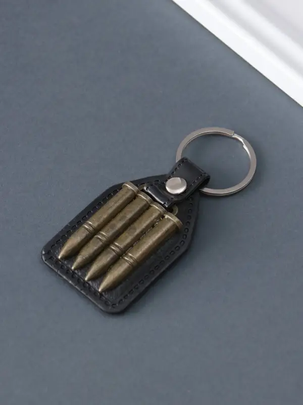 Кожаный брелок для ключей на кольце &laquo;Пули&raquo;, (кожзам), 6.8&times;4 см