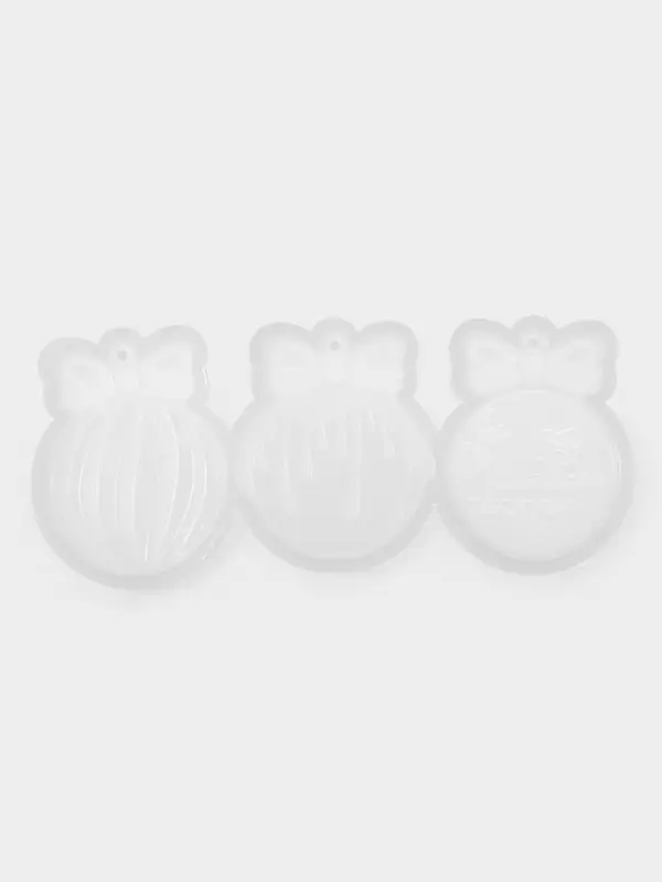 Молд для заливки новогодний &laquo;Ёлочные игрушки&raquo;, 3 ячейки, силикон, прозрачная