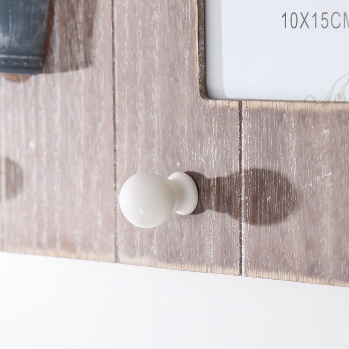 Крючки декоративные дерево+фоторамка 10х15 см Крючки декоративные дерево+фоторамка 10х15 см "Домик с лавандой на окне" 38х0,9х32 см