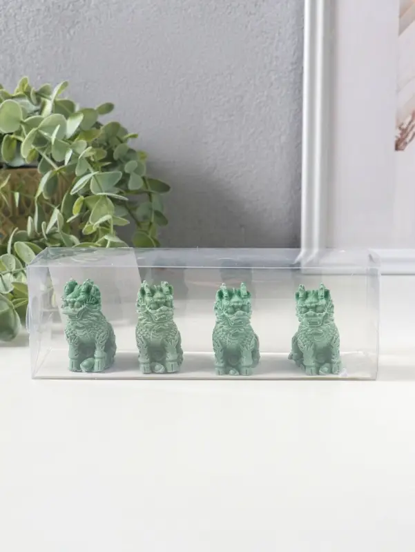 Сувенир полистоун "Собаки Фу" набор 4 шт зелёный 2,3х4,5х5 см