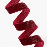 Лента бархатная, с золотым люрексом, 20 мм, 18&plusmn;1 м, бордовая №46