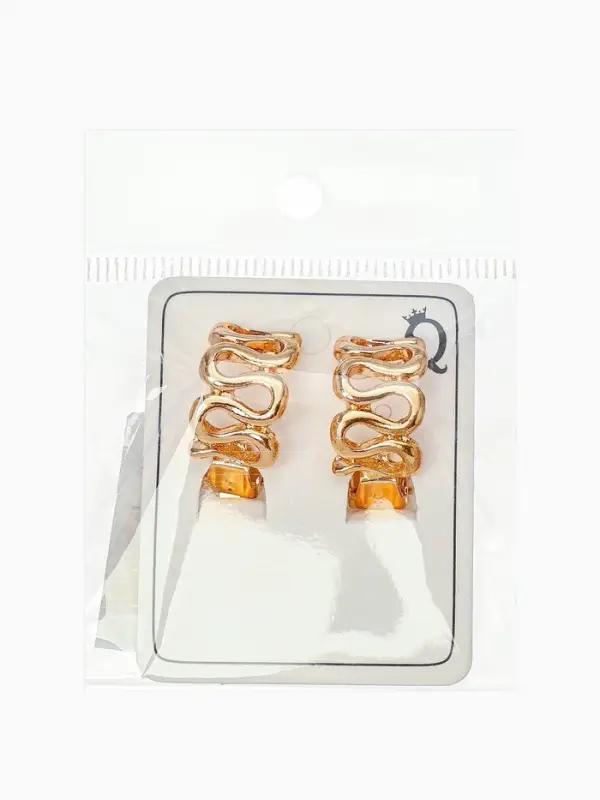 Серьги клипсы для ушей QF &laquo;Змейка&raquo;, цвет золото