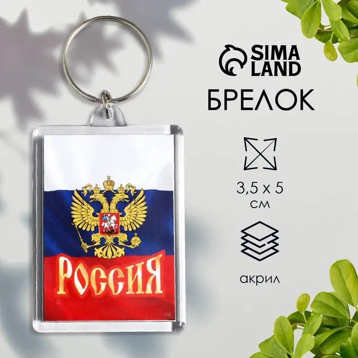Брелок для ключей на кольце &laquo;Россия&raquo;, акрил, 3.5&times;5 см