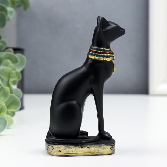 Сувенир полистоун Сувенир полистоун "Чёрный сфинкс с золотыми ушками, с узорами" 13х6,5х5 см