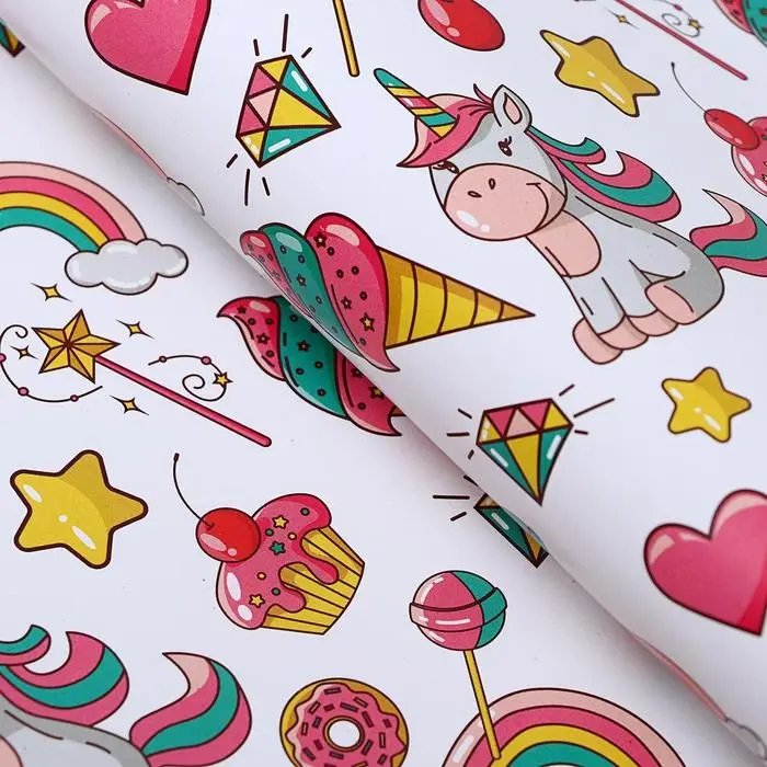 Бумага упаковочная глянцевая "Единороги", 50 х 70 см