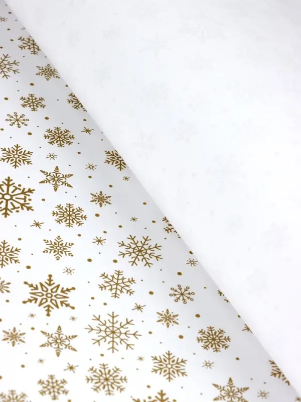 Бумага упаковочная крафт, Бумага упаковочная крафт, "Снежинки", на белом 75гр/м² 0,72 х 10 м