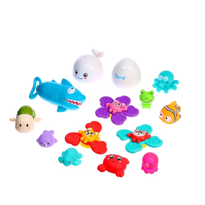Игровой набор для купания в ванной, 14 игрушек, сетка Игровой набор для купания в ванной, 14 игрушек, сетка
