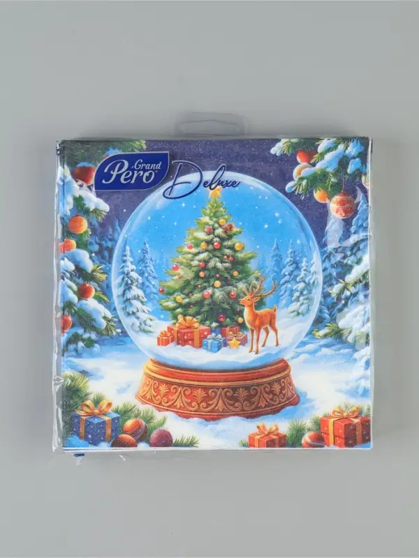 Салфетки новогодние бумажные &laquo;Снежный шар&raquo;, 33&times;33, 3 слоя, 20 шт.