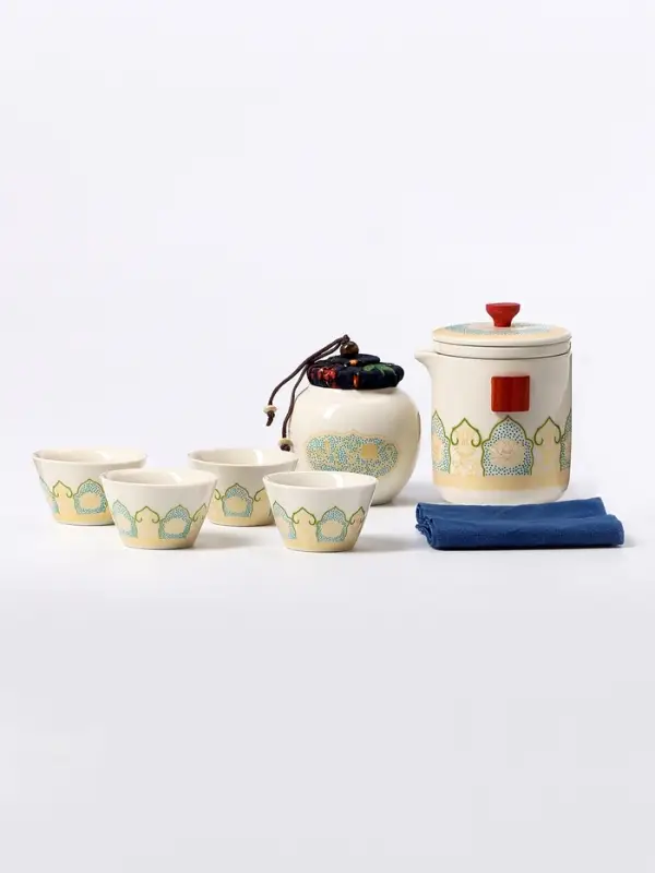 Набор для чайной церемонии ДЖЕКИЧАЙ &laquo;Юдзава&raquo;, 7 предметов, на 4 персоны, чашка 50 мл, чайник 285 мл, керамика, белый