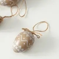 Декор пасхальный "Крашенные яички с белыми узорами" набор 6 шт 4х4х6 см