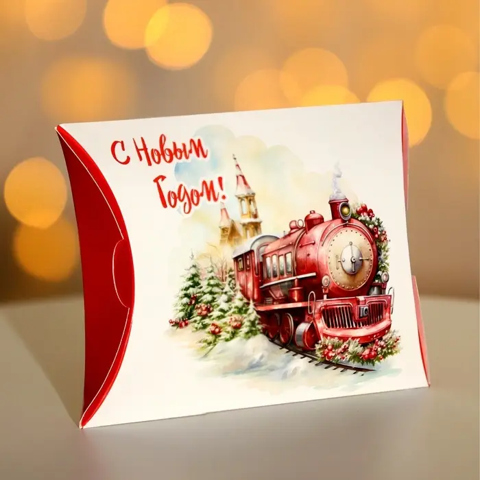 Коробка складная, подарочная новогодняя «Паровоз» 19×14×4 см Коробка складная, подарочная новогодняя «Паровоз» 19×14×4 см