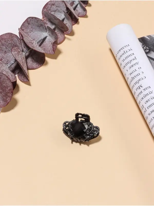 Крабик для волос &laquo;Чёрный ажур&raquo;, ореол сердца, 2.5 см