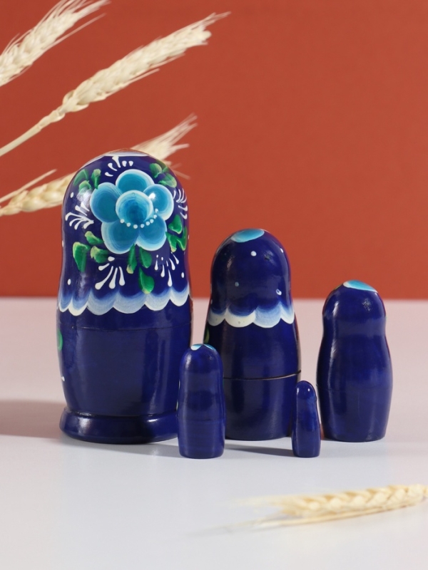Матрёшка  Матрёшка "Клава", голубое платье, 5-кукольная, 12 см