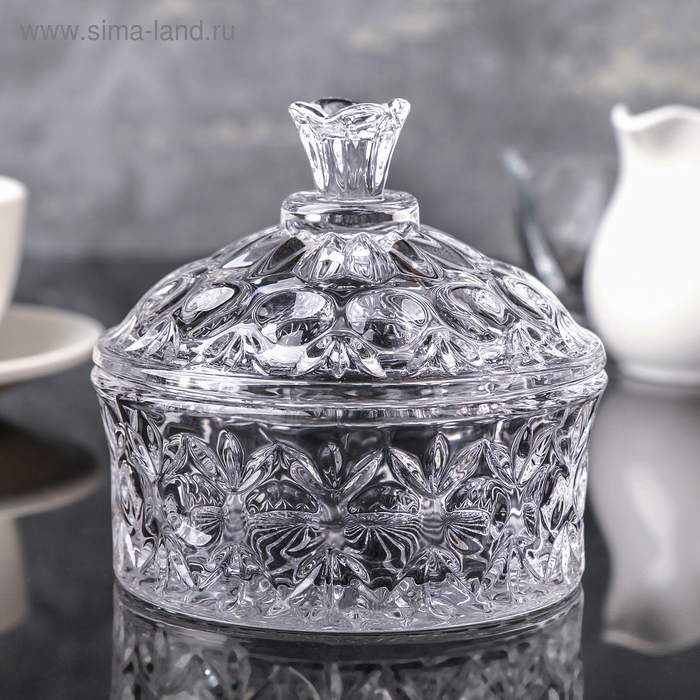 Сахарница стеклянная «Круги», 250 мл, 10,5×10,5 см, с крышкой Сахарница стеклянная «Круги», 250 мл, 10,5×10,5 см, с крышкой