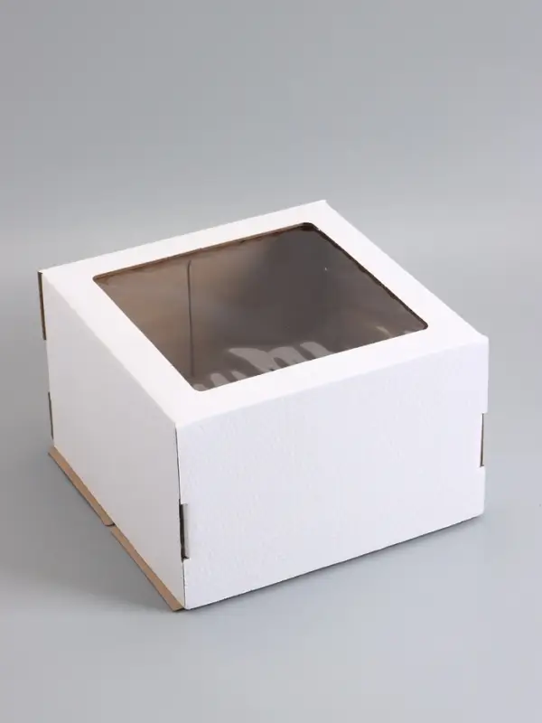 Коробка для торта, кондитерская, белая, с окном 30&times;30&times;19 см, Набор10 шт.