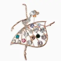 Брошь &laquo;Балерина&raquo;, в платье, цветная в золоте