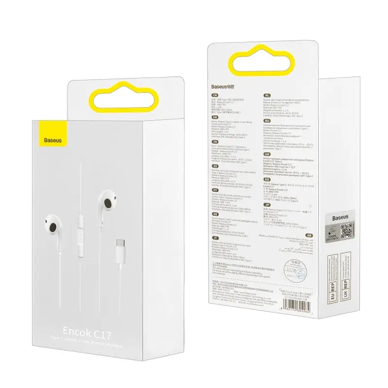 *Наушники C17 Type-C Baseus белые NGCR010002 *Наушники C17 Type-C Baseus белые NGCR010002