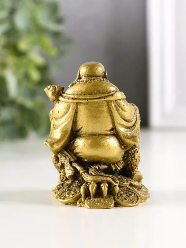 Нэцкэ фигурка &laquo;Хотей на жабе&raquo;, под бронзу