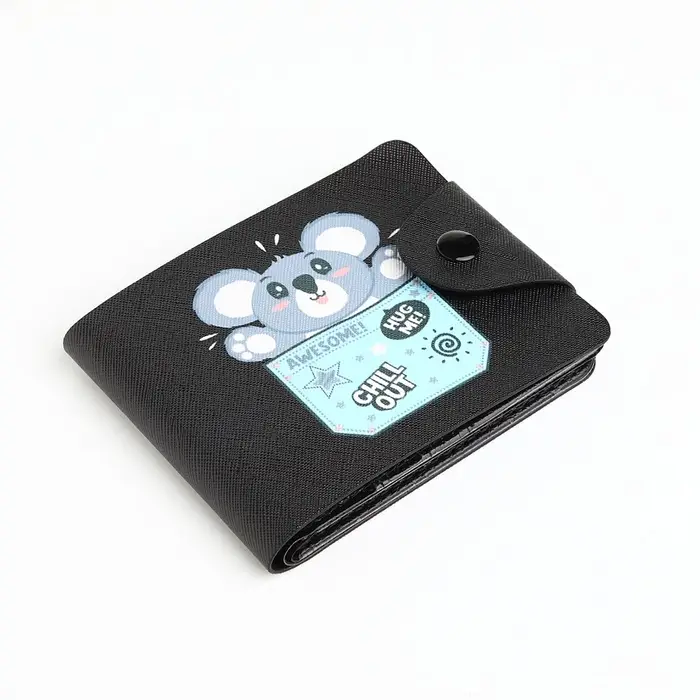 Кошелёк детский &laquo;Коала&raquo;, маленький, на кнопке, чёрный