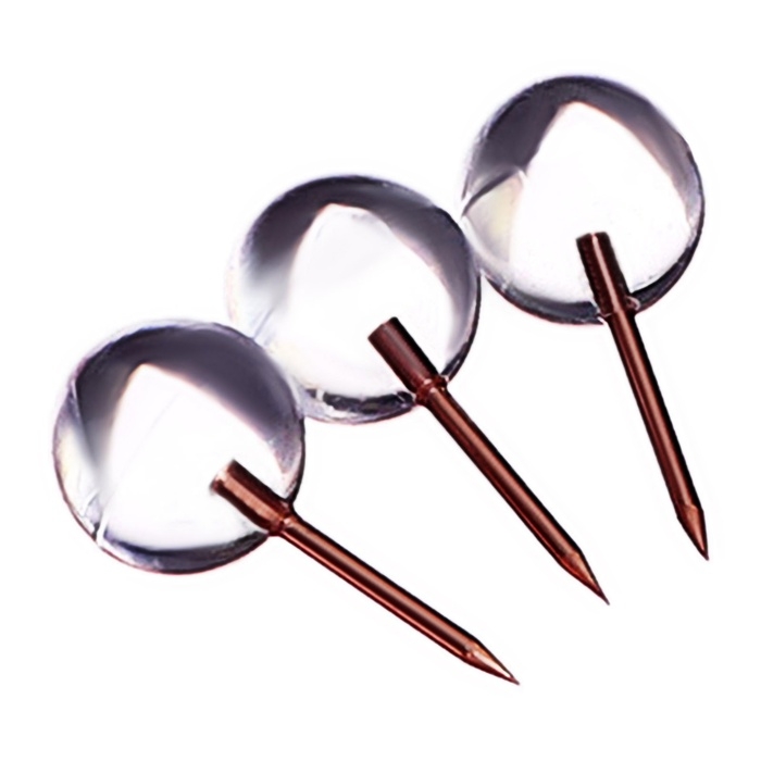 Кнопки силовые прозрачные с иголкой-розовое золото 50 штук в пластиковой коробке   10771135 Кнопки силовые прозрачные с иголкой-розовое золото 50 штук в пластиковой коробке   10771135