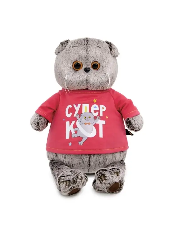 Мягкая игрушка &laquo;Кот Басик&raquo; 19 см, в лонгсливе с принтом &laquo;Супер кот&raquo;