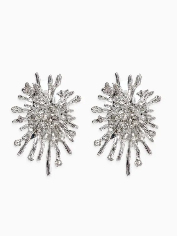 Серьги Серьги "Феерверк", цвет белый в серебре