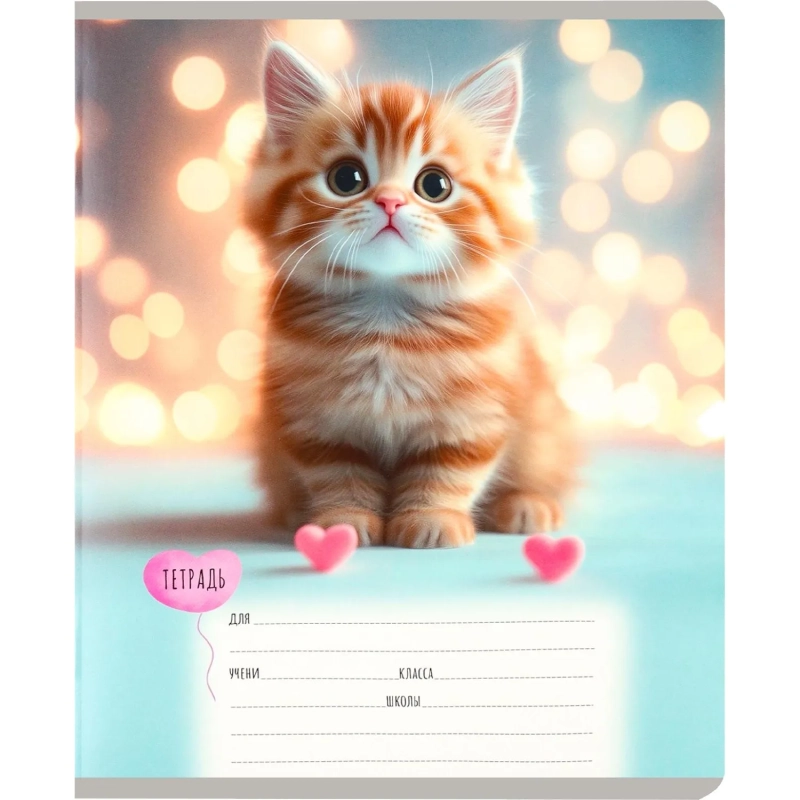 Тетрадь КЛЕТКА 12л. МИЛЫЕ КОТЯТА - 7  цвет. мелов.обл., асоорти 12-0912