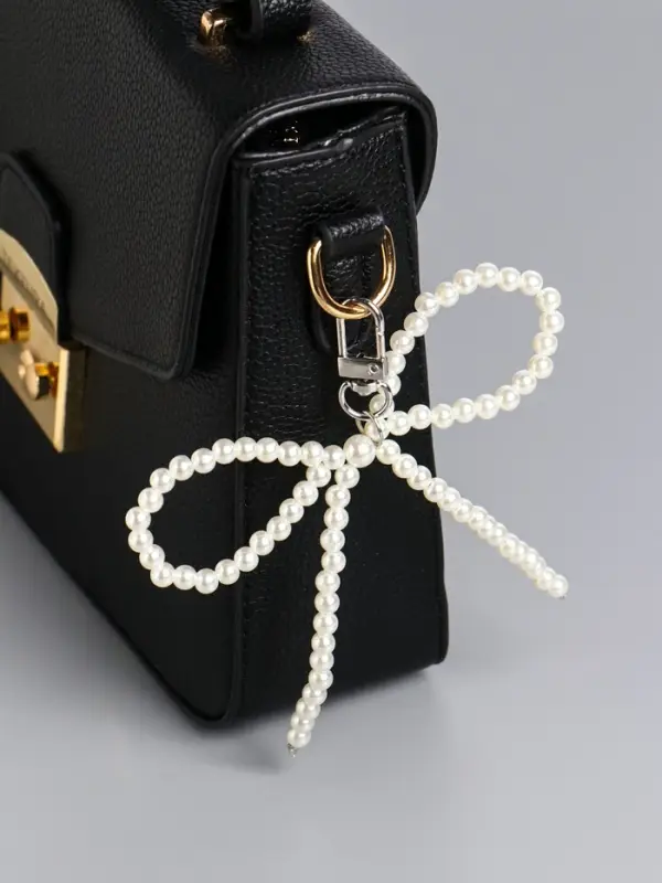 Брелок на карабине Брелок на карабине "Жемчужный бант" бусины d=0,8 см 9,5х11х1,6 см