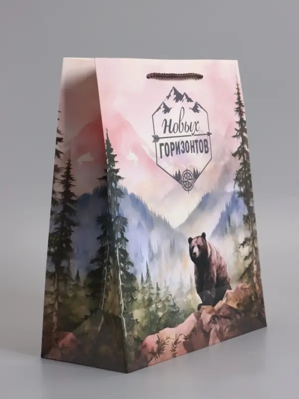 Пакет подарочный "Северный характер" ламинированный 26 х 12 х 32 см