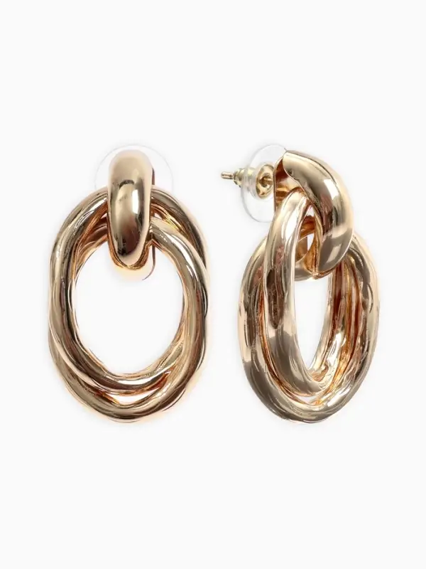 Серьги металл &laquo;Геометрия&raquo;, овалы переплетённые, цвет золото