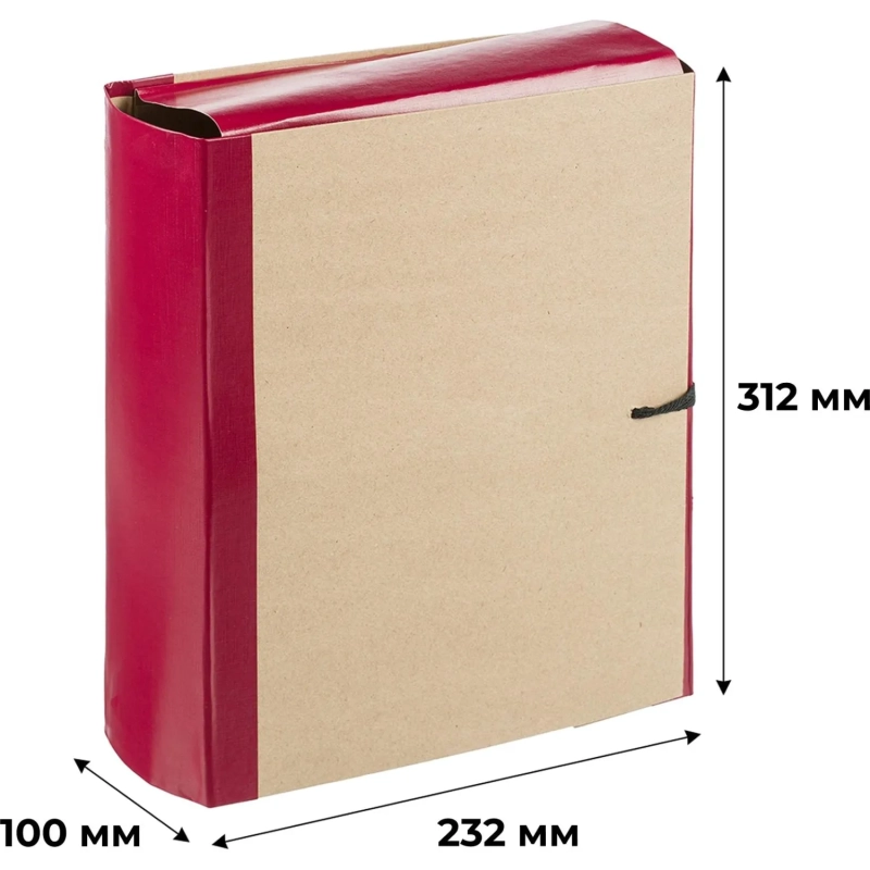 Папка архивная 100мм крафт/бумвинил 4 завязки, бордовая