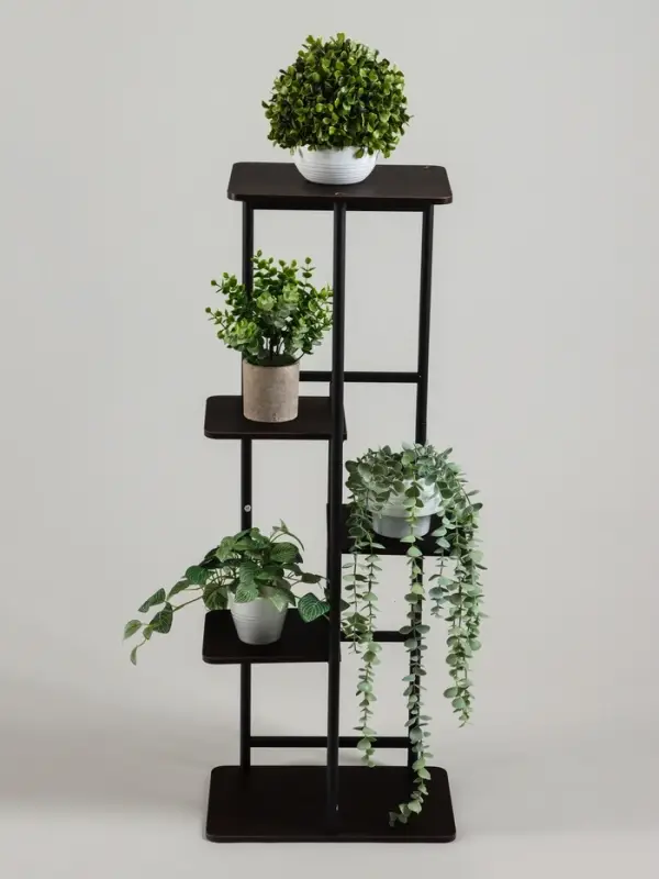 Подставка для цветов Greengo, 5 полок, 36&times;23&times;94 см, напольная, каркас металл, полки МДФ, чёрная