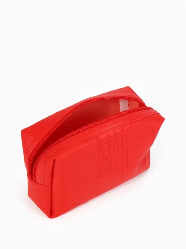 Косметичка дор Одноцвет, 16*5*10, отдел на молнии, красный