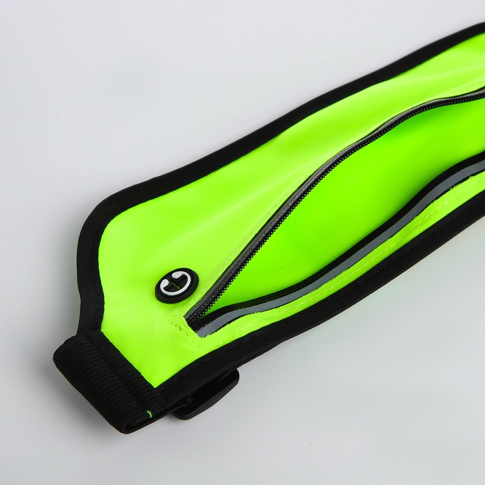 Сумка поясная на молнии, светоотражающие элементы, цвет зелёный