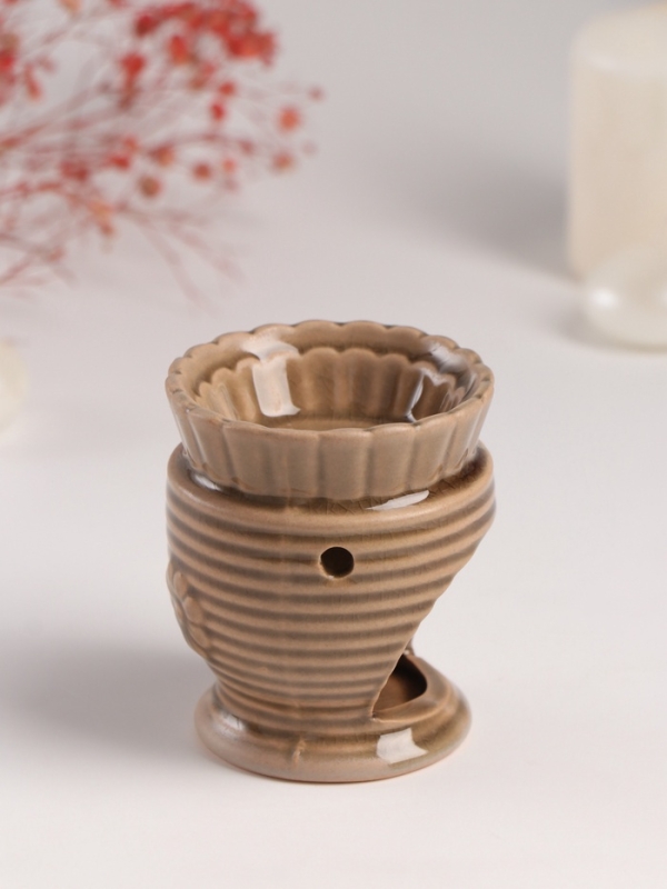 Аромалампа керамика "Соцветие" тёмно-серая 7,7х7,7х8 см