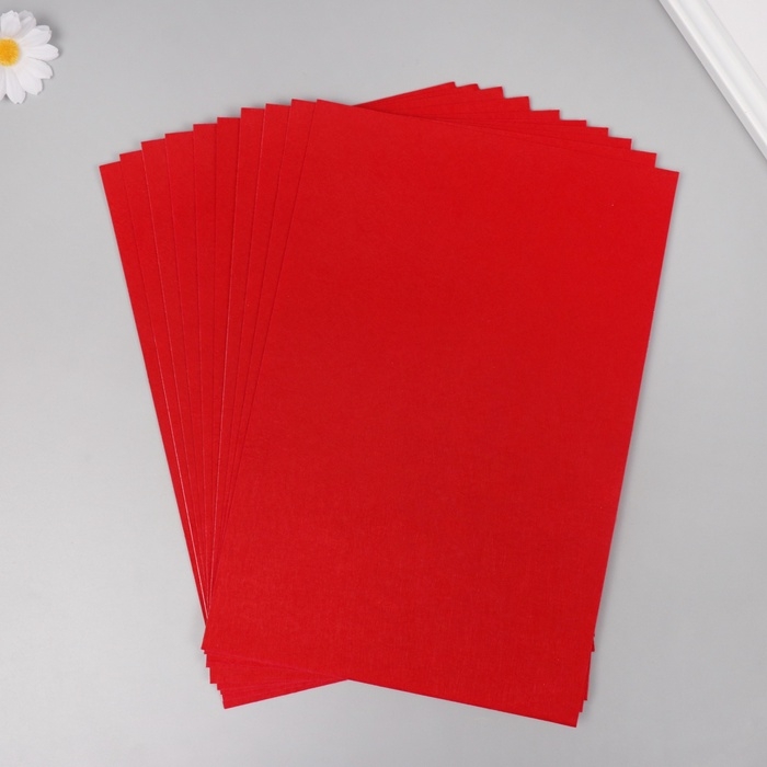 Фетр клеевой жёсткий "Красный" 1 мм (набор 10 листов) формат А4