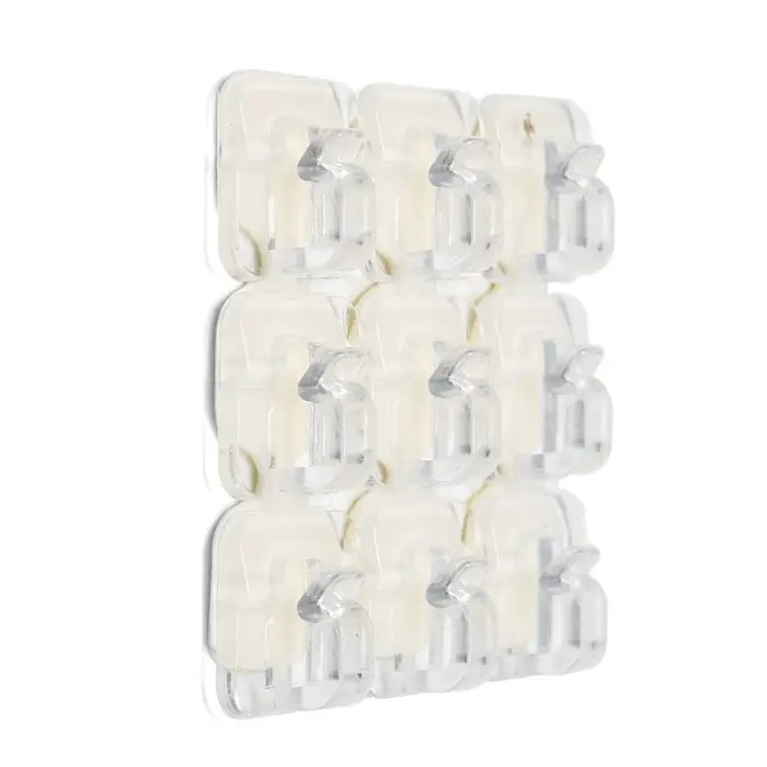 Держатель самоклеящийся для проводов и гирлянд ТУНДРА krep, прозрачный, 9 шт.