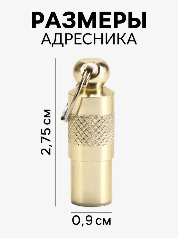 Адресник-капсула под записку, 0.9&times;2.75 см, фасовка 6 шт., металл, цвет МИКС