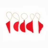 Елочные игрушки из бумаги, набор 5 штук, цвет красный