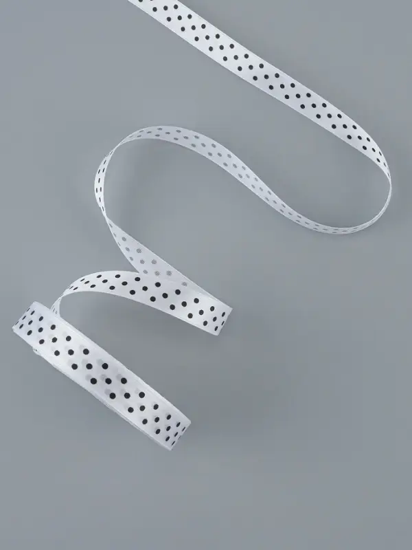 Лента атласная &laquo;Горошек&raquo;, 15 мм, 23&plusmn;1 м, белая №001