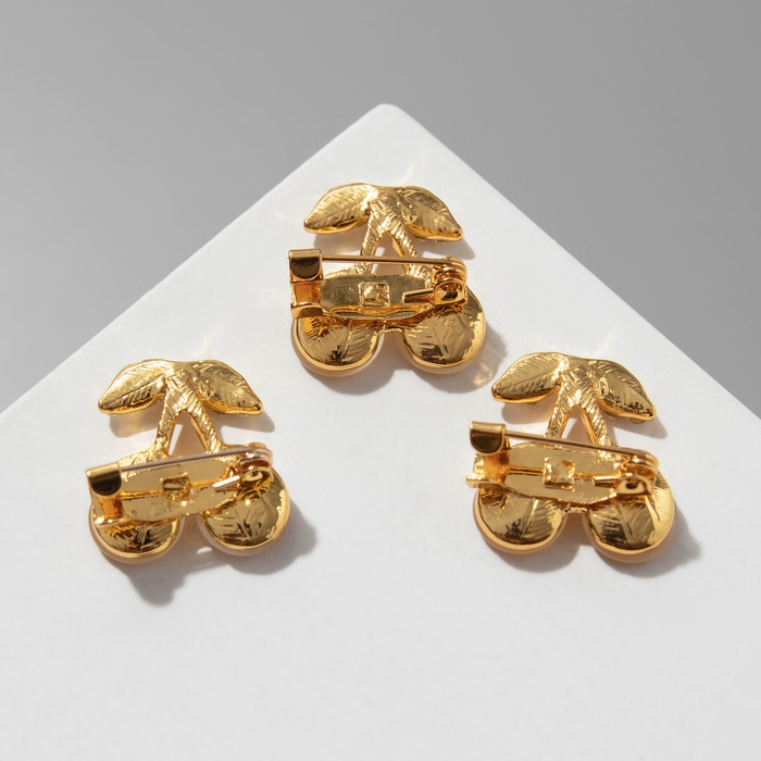 Брошь «Вишенки» наливные, цвет белый в жёлтом золоте (неделимая фасовка 12 шт., цена за шт.) Брошь «Вишенки» наливные, цвет белый в жёлтом золоте (неделимая фасовка 12 шт., цена за шт.)