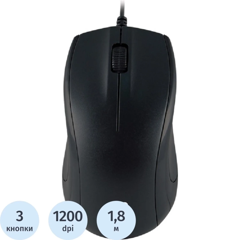 Мышь компьютерная Oklick 185V2 черный оптическая (1200dpi) USB (3but)