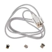 Кабель Luazon LN-6, microUSB/Type-C/Lightning - USB, 1 А, 1 м, магнитный разъем,