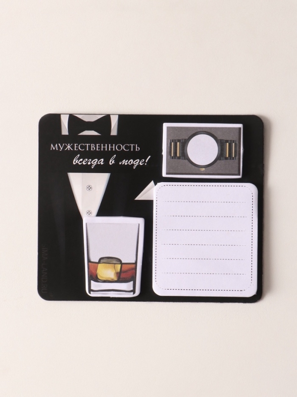 Магнит с блоком для записей и стикерами  Магнит с блоком для записей и стикерами "Мужественность всегда в моде!" 10х12 см