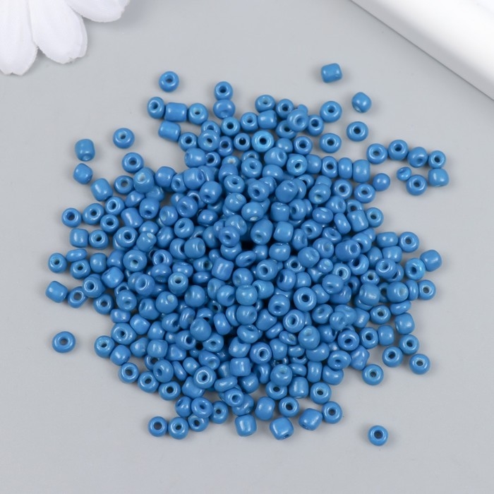 Бисер стекло 6/0  Бисер стекло 6/0 "Глубокий голубой" яркий 450 гр