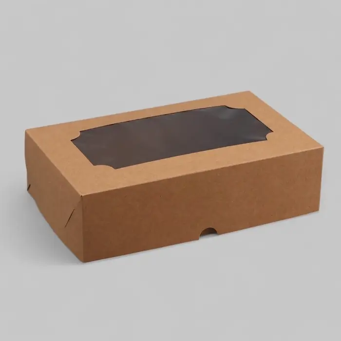 Коробка складная с окном под зефир, крафт, 25×15×7 см Коробка складная с окном под зефир, крафт, 25×15×7 см